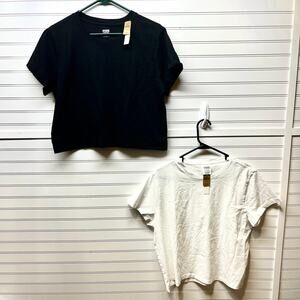 NWT PINK by Victoria’s Secret Set Of 2 Cropped Short Sleeve T-Shirts Size XL